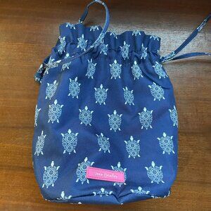 Vera Bradley Drawstring Wristlet Pouch in a Blue Turtle Print.